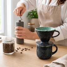 Tr El Yapımı Seramik V60 Dripper, Glossy Black Filtre Kahve Demleme Ekipmanı, Pour Over Kahve Demleme Seti, Barista V Genel