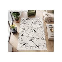 Merinos Vista %100 Akrilik Beyaz Gri Kesme Halı Yolluk Koridor Salon Halısı Geometrik Desenli 76590-95