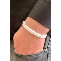 1. Sınıf Çelik Ve Seramik Mixli Beyaz Erkek Bileklik 23 Cm