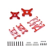 Wltoys 1/14 144001 Ön Ve Arka Süspansiyon Kolları Yükseltme Seti Kırmızı Alüminyum Alaşım