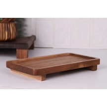 Atby Akasya Doğal Ahşap Dikdörtgen Ayaklı Sunumluk 26x14 Cm Kahvaltı Peynir Atıştırmalık Servis Tabağı Ahşap