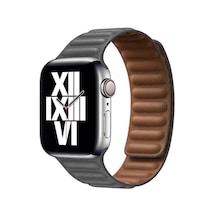 Watch Ultra 49mm Kordon Uyumlu Krd-34 Deri Strap Kayış Clo- Gri