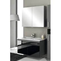 Alika - Palmira Gri-Syh 80 Cm Banyo Dolabı Gri - Siyah