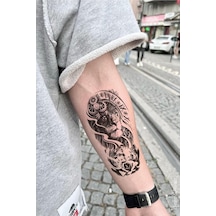 Bearpear Aslan Dövmesi, Saat Figürlü Geçici Dövme, Tattoo, Erkek Geçici Dövme, Kol Dövmesi, Vücut Dövmesi, Su