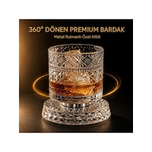 360 Dönen Metal Rulmanlı Premium Cam Bardak Ve Özel Altlık 270 Ml Kokteyl Viski Bardağı 1 Hili 360 Dönen Metal Rulmanlı Premium Cam Bardak Ve Özel Altlık 270 Ml Kokteyl Viski Bardağı Şeffaf