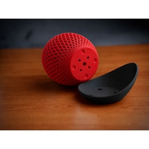 Gees Global 3d Baskı Küre Saksı - Kafes Dokulu İki Parçalı Dekoratif Saksı - Kırmızı-siyah Gbzs