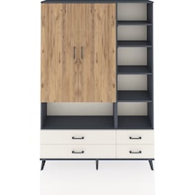 Arges Dolap 10 Raflı 4 Çekmeceli 2 Kapaklı 132x30x195 Antrasi... Antrasit