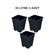 Grow Wizard Plastik Kare Saksı 30 Litre 3 Adet Siyah