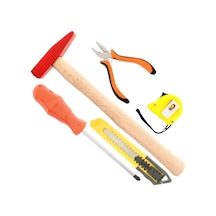 Tornavida,çekiç,mini Pense,maket Bıçağı,şerit Metre 5 Parça Alet Seti