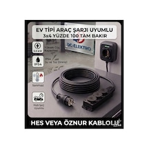 Kauçuk 3 Lü Evde Araç Şarjı Uyumlu 50 Metre 3x4 Mm Ttr Tam Bakır Hes Veya Öznur Kablolu Kauçuk 3 Lü Ip54 Uyumlu Uzatma Seyyar - 878155848