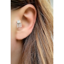 Zirkon Taş Detaylı 925ayar Gümüş Üzerine Altın Kaplama Kıkırdak Tragus Piercing Gümüş