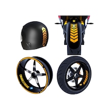 Moto Rider 4'lü Sticker Seti Taksi Sarısı İç Dış Jant Şeridi Kask Ve Çamurluk Çınar Extreme