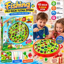 Pilli Balık Tutma Oyunu Eğitici Eğlenceli Çocuk Balık Avı Oyunu 45 Balıklı Fishing Game