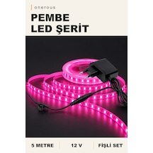 Onerous 5 M 12v Pembe Led Şerit, Fişli