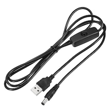 6073 Usb To Dc 5.5x2.1mm Güç Kablosu 1.5 Metre Açma Kapama Anahtarlı Switch 5v Power On/off