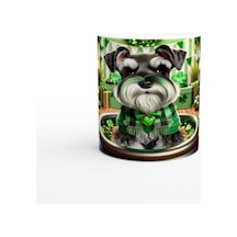 St. Patrick Temalı Schnauzer Köpek Baskılı Kupa Bardak Renkli