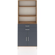 Arges Dolap 4 Raflı 2 Çekmeceli 2 Kapaklı 88x30x221 Çam-antrasit Atlas Çam