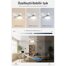 2ın1 Goes Led Işık Ve Fan Sessiz 3 Renk Modu Ve 3 Hız Modu Kumandalı Tavan Vantilatörlü Led Ampul