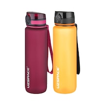 Uzspace 2'li Tritan Matara Seti 1000 Ml Büyük Boy 14 Farklı Renk Seçeneği Fiftyfifty -3038seta Kırmızı - Turuncu