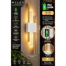 Mylüx Beyaz Gold Kirpi Aplik 50 Cm Pilli Kablosuz 9w Led Kabarcıklı Dekoratif Duvar Aydınlatma Beyaz Beyaz