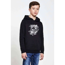 Tshirthane My Oh My Baskılı Unisex Çocuk Kapüşonlu Siyah Sweatshirt