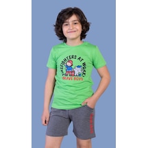 Toontoy Kids Toontoy Erkek Çocuk İtfaiye Adam Baskılı Şortlu Takım Yeşil