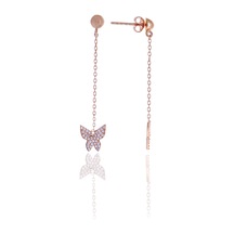 Kelebek Model Zirkon Taşlı Rose Kaplama Gümüş Kadın Küpe 201025011 Gümüş