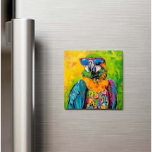 Parrot - Papağan - Güneş Gözlüklü Style - Buzdolap Magneti - 9x9 Cm