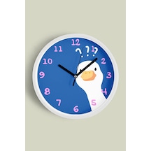Sevimli Kaz / Ördek Modern Duvar Saati - Çocuk Odası Duvar Saati - 42cm - Önü Camlı Beyaz Kasa Beyaz