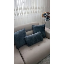 3- Lü Kare Takım Kırlent Yastık 2 Kenar Antrasit /1 Orta Antrasit