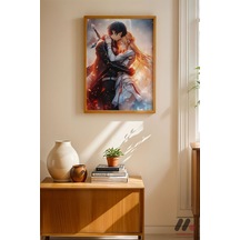 Naruto Romantik Sahne Poster, Ahşap Çerçeveli Duvar Tablosu - Anime Severlere Özel Hediye