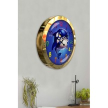 Altın Varaklı Çocuk Odası Salon Duvar Saati Metal Çerçeve 36 Cm (516512975)