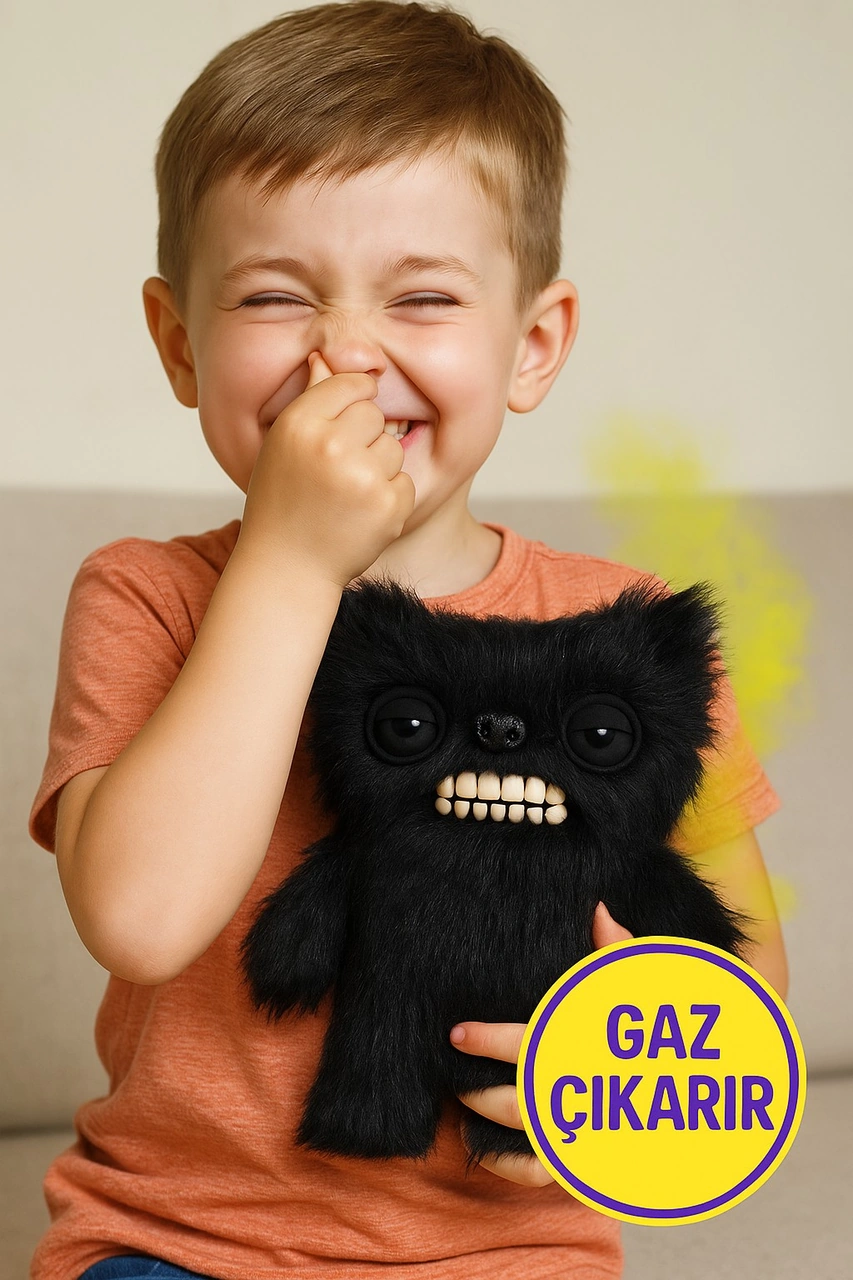 Gaz Çıkaran Fuggler Fart Face Sesli Hareket Sensörlü Komik Çirkin Peluş Oyuncak Munch Munch 22cm Çok Renkli