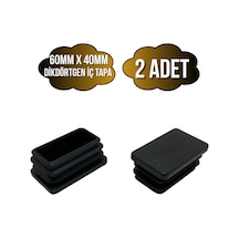 Dikdörtgen Demir Profil İç Tapa Geçme Plastik Ayak Geçme Koruma Plastiği 60mm X 40mm 2 Adet Siyah Siyah
