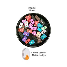 30 Adet 10 Mm Polimer Kil Fimo Boncuk Takı Bileklik + 1 Metre Lastikli Misina Hediye - Renkli Ayıcık Diğer