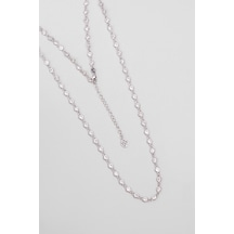 Minimal Işıltı 18 Ayar Beyaz Altın Kaplama 65 Cm Gümüş Kolye Gümüş - Rodyum
