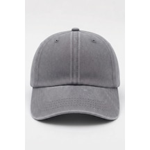 Mollycrush Unisex Gri Yıkamalı Kot Outdoor Beyzbol Şapkası Ayarlanabilir Spor Kep Gri