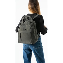 Baginn Nubuk-süet Dokulu Kadın Sırt Çantası Vegan Deri 35 29 Cm İster Elde İster Sırtta Fonksiyonel 19a Gri