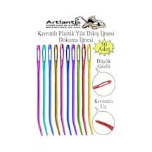 Kıvrımlı Plastik Yün İğnesi 12 Cm 50 Adet 1 Paket Plastik Dikiş Dokuma İğnesi Kavisli İplik İğne Goblen