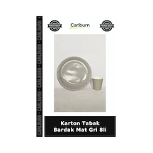 Özel Üretim Karton Tabak Bardak Mat Gri 8li Masa Ziyafet Etkinlik