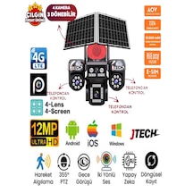 Jtech Jt-s446 3mp+3mp+3mp+3mp 12mp Aov E-sim 4g 2xsolar Panelli 4 Kameralı 3 Ptz Akıllı Kamera