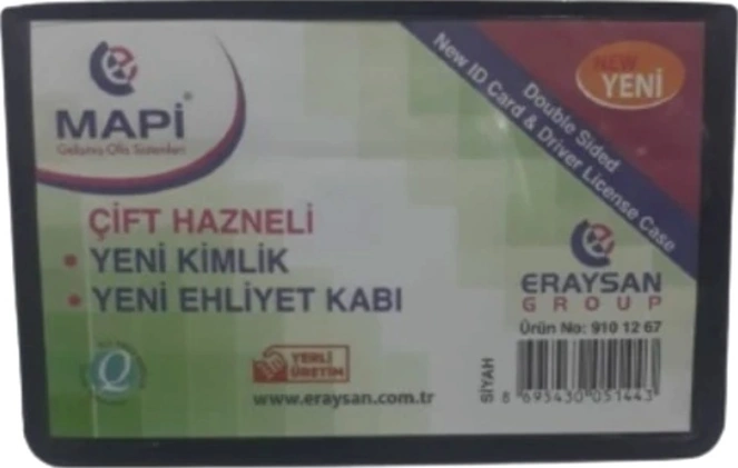 Mapi Ehliyet Kimlik Kabı Çift Hazneli Siyah - 6 Adet