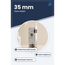 Kilit Silindir Gömme 35 Mm Kare Saten Paslanmaz Çelik Kapı Kilidi
