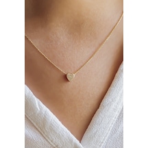 Minimal Taşlı Kalp Altın Kolye