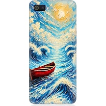 Realme C2 Uyumlu Fırtınada Kırmızı Sandal Desenli Silikon Kılıf Çok Renkli