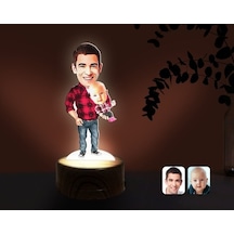 Kişiye Özel Baba Oğul Karikatürlü Dekoratif 3D Biblo Led Işıklı G (483006648)