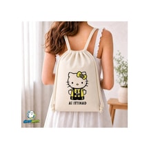 Ghostbastır Design Al Ittıhad Hello Kitty Büzgülü Keten Çanta C011 Bej