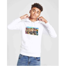 Tshirthane Roblox 7 Baskılı Unisex Çocuk Kapüşonlu Beyaz Sweatshirt