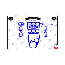 Ford Fiesta 2005-2010 Torpido Konsol Trim Göğüs Maun Kaplama Set 13 Parça Mavi