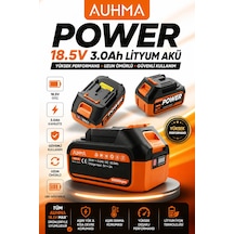 Auhma Ahv-21 18.5v 3.0ah Li-ıon Şarjlı Batarya Type-c Şarj Girişli, Led Göstergeli Yedek Süpürge A Turuncu